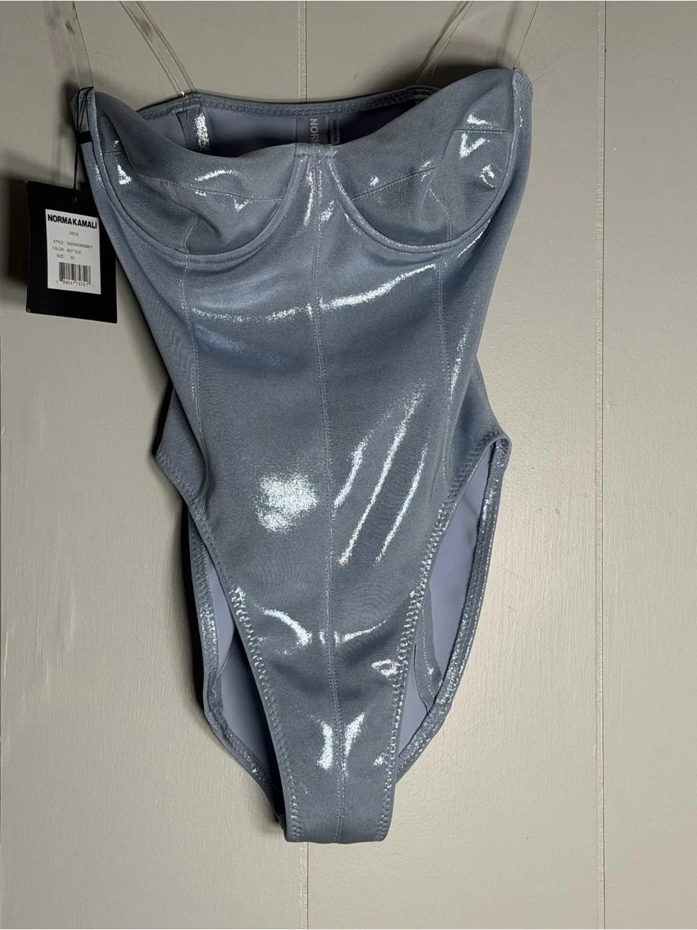 Norma Kamali  Corset Mio Swimsuit in Misty Blue